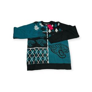 NWT Men's FOCO Jacksonville Jaguars NFL Busy Block Ugly Christmas Sweater Size S